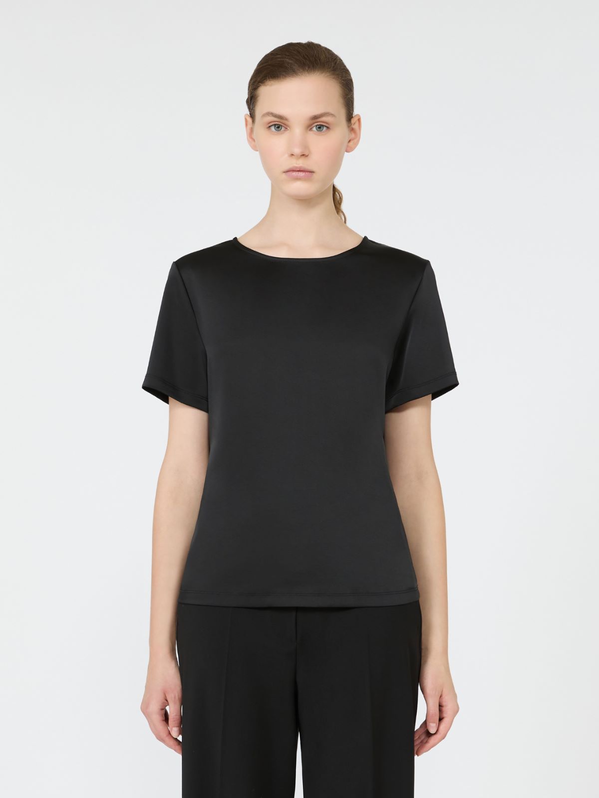 Satin crew-neck T-shirt - BLACK - Max Mara - 2