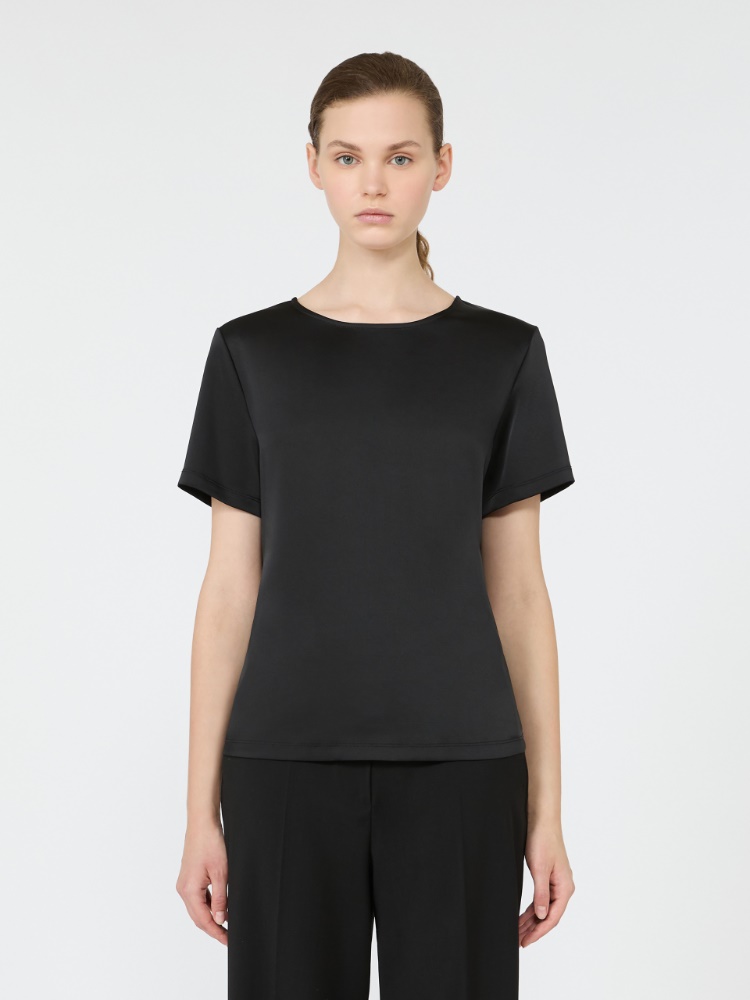 Satin crew-neck T-shirt - BLACK - Max Mara - 2