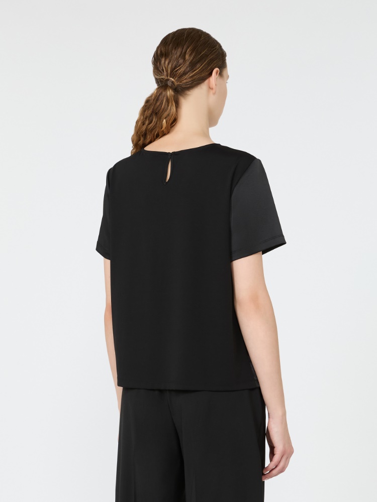 Satin crew-neck T-shirt - BLACK - Max Mara - 3