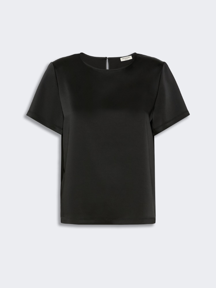 Satin crew-neck T-shirt - BLACK - Max Mara - 5