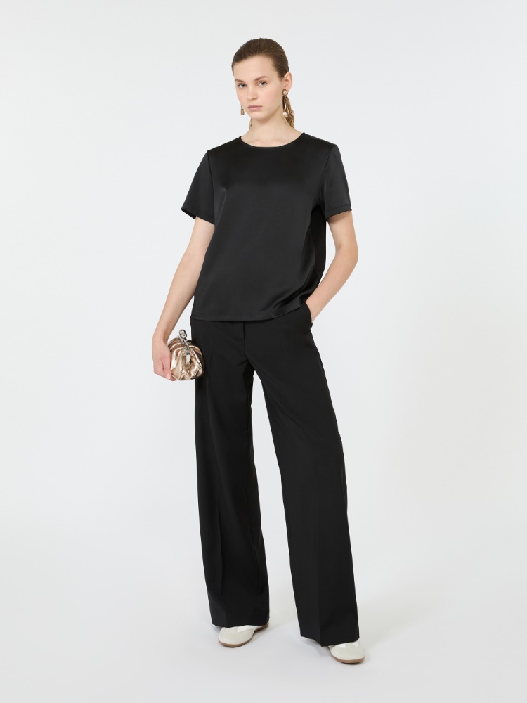 Satin crew-neck T-shirt - BLACK - Max Mara