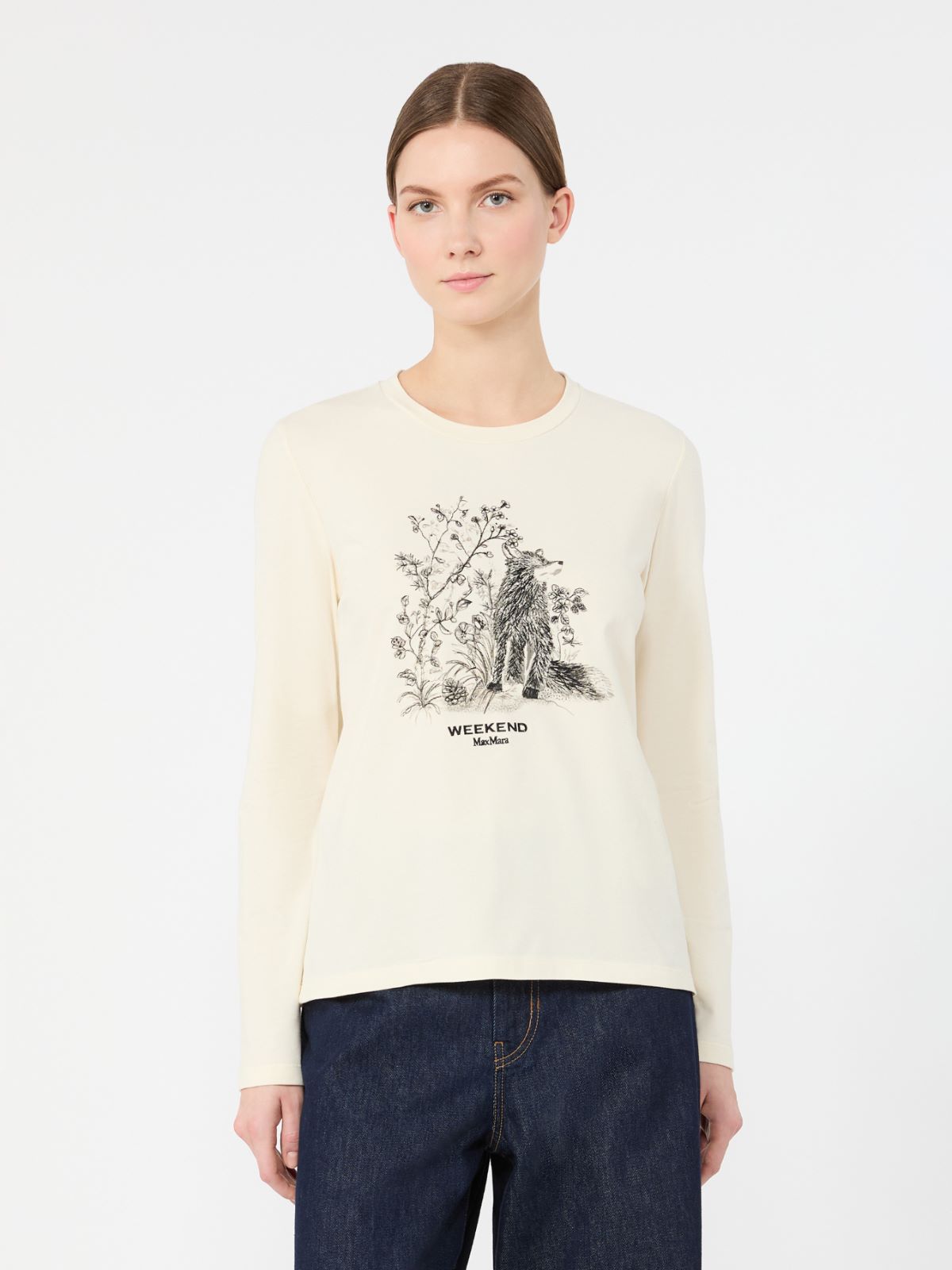 Long-sleeved jersey T-shirt - IVORY - Max Mara - 2