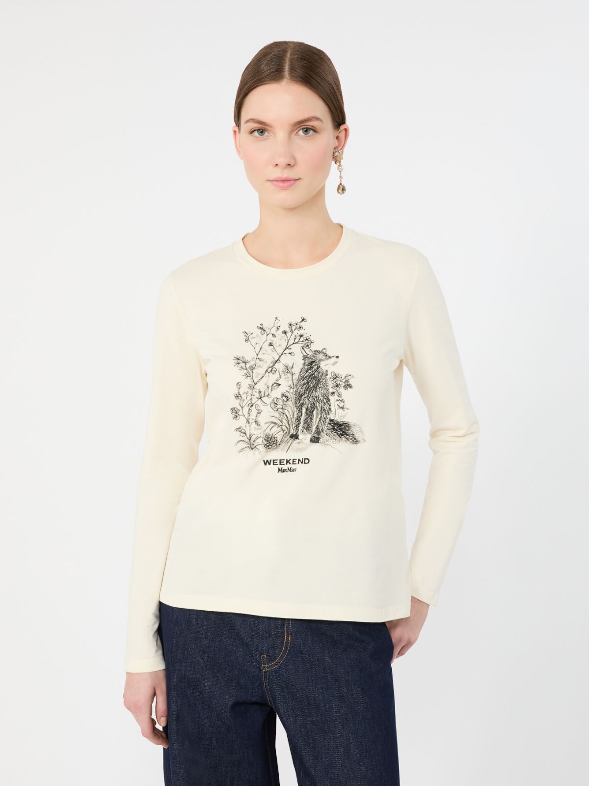 Long-sleeved jersey T-shirt - IVORY - Max Mara - 4