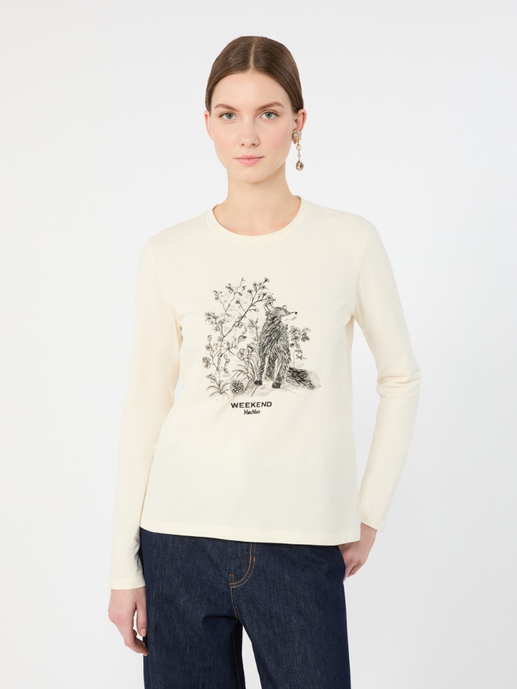 Long-sleeved jersey T-shirt - IVORY - Max Mara - 4