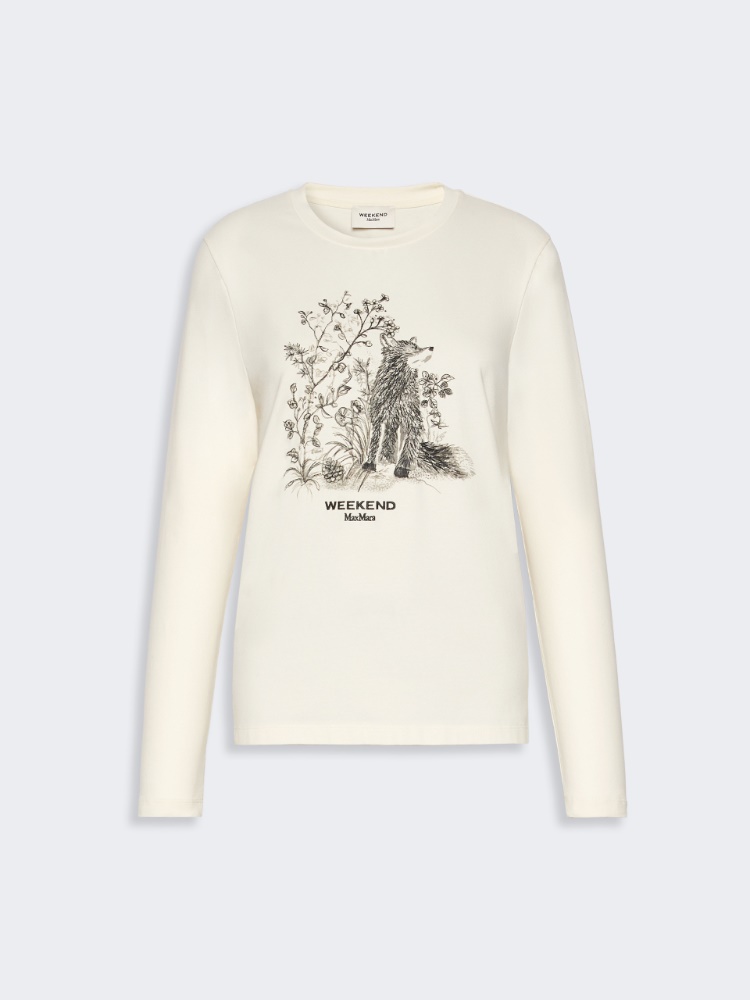 Long-sleeved jersey T-shirt - IVORY