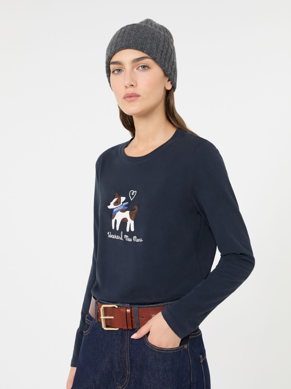 Long-sleeved jersey T-shirt - NAVY - Max Mara - 3