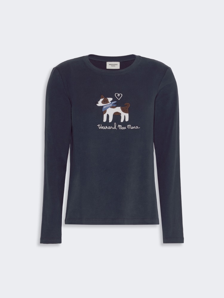 Long-sleeved jersey T-shirt - NAVY