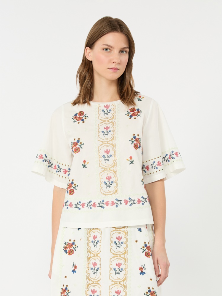 Embroidered T-shirt - WHITE - 2