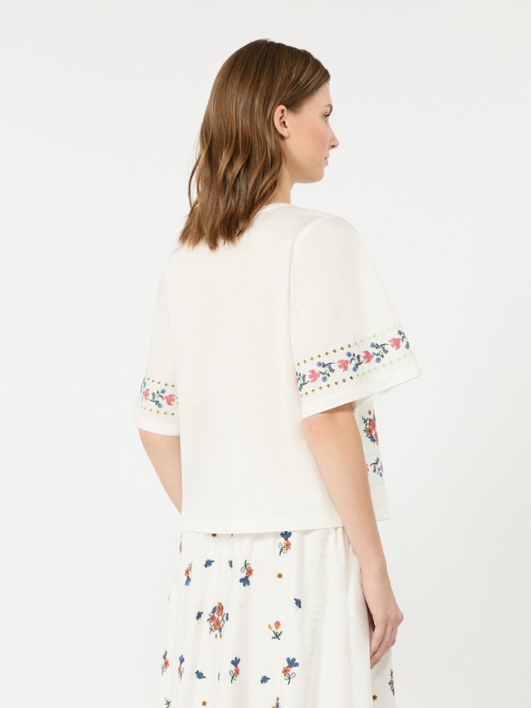 Embroidered T-shirt - WHITE - 3