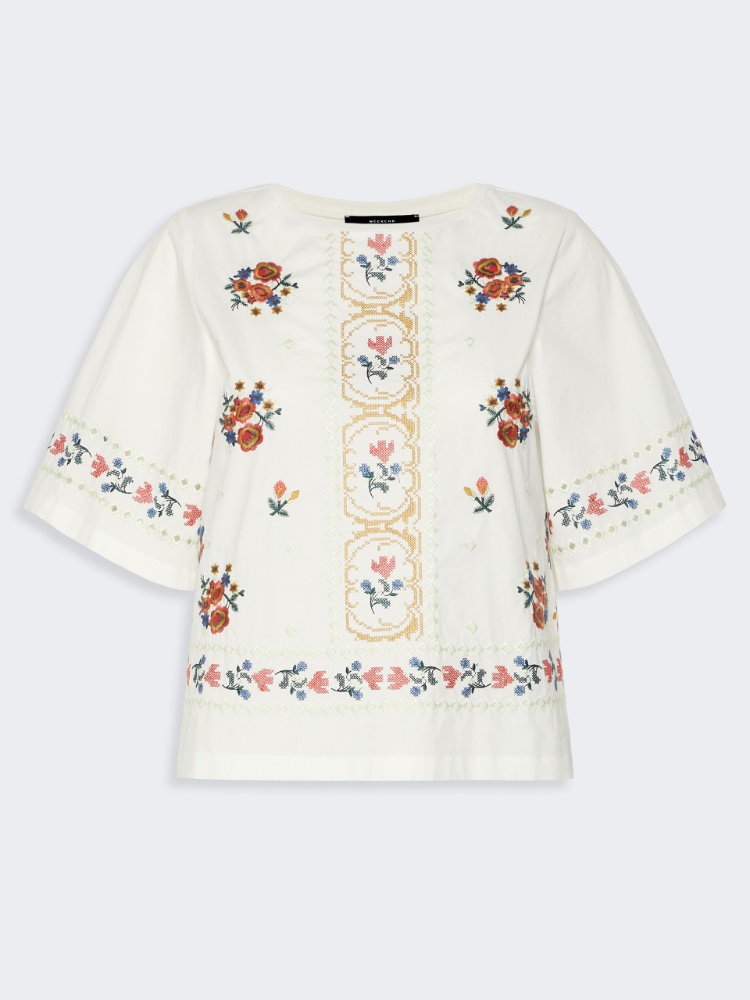 Embroidered T-shirt - WHITE