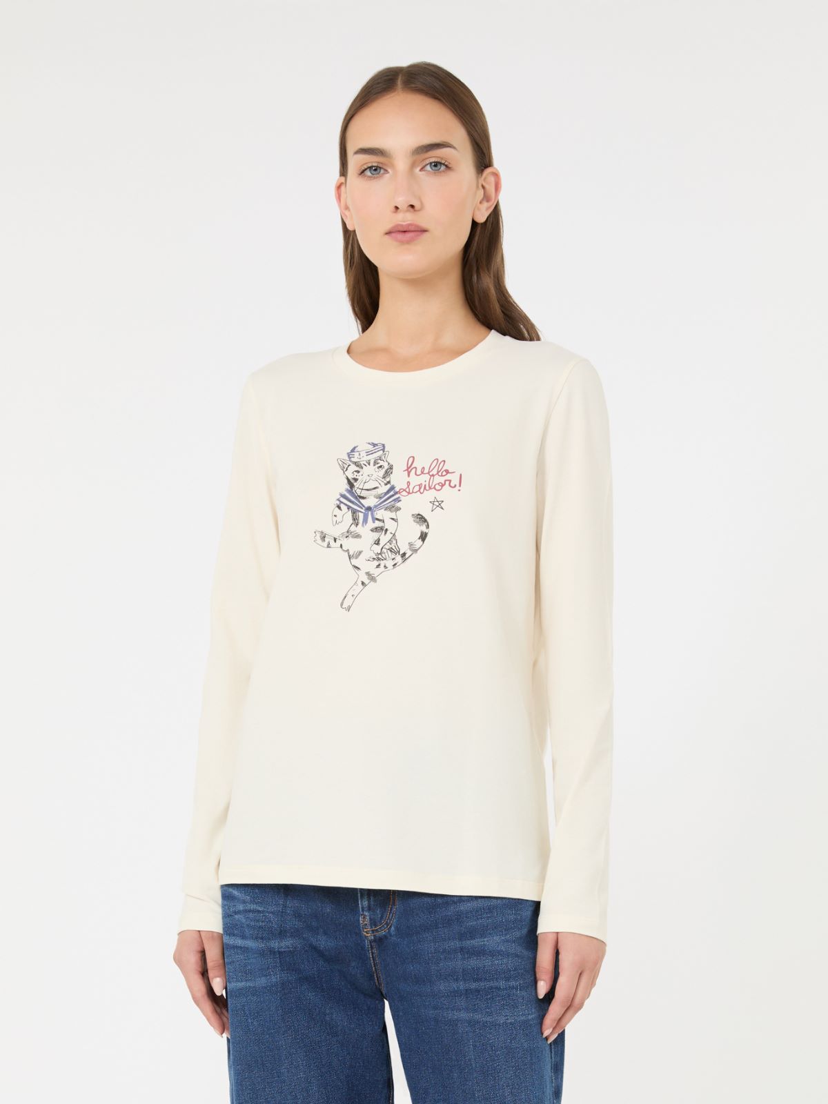 Regular fit stretch jersey T-shirt - IVORY - Max Mara - 2