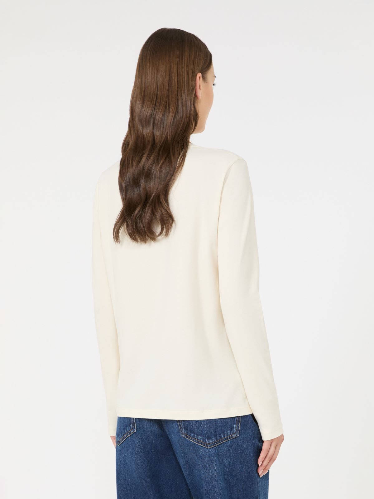 Regular fit stretch jersey T-shirt - IVORY - Max Mara - 3