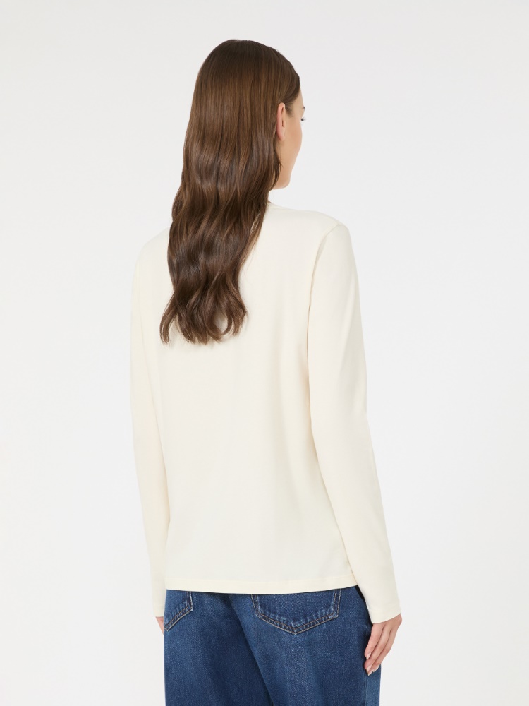Regular fit stretch jersey T-shirt - IVORY - Max Mara - 3