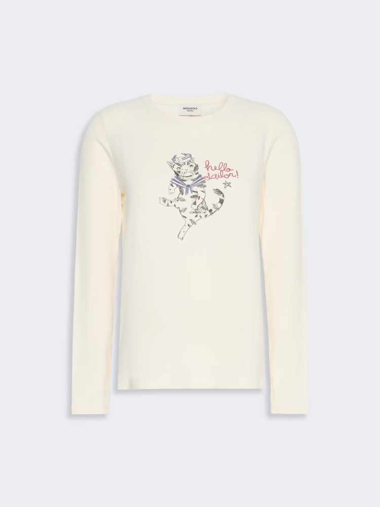 Regular fit stretch jersey T-shirt - IVORY - Max Mara - 5