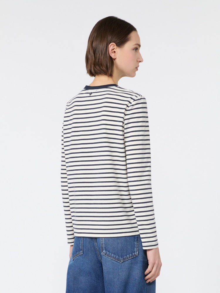 Regular fit stretch jersey T-shirt - NAVY - Max Mara - 3