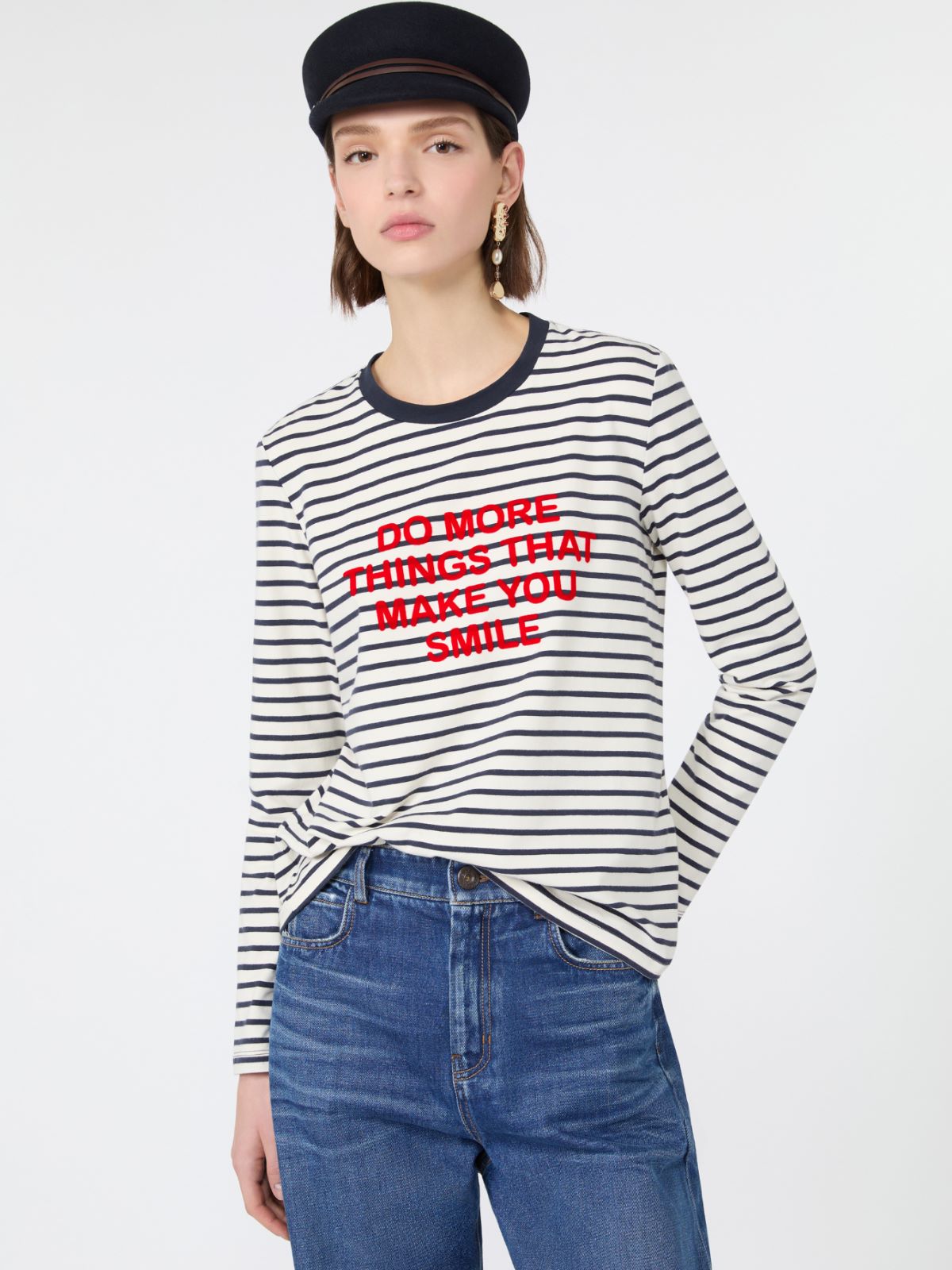 Regular fit stretch jersey T-shirt - NAVY - Max Mara - 4