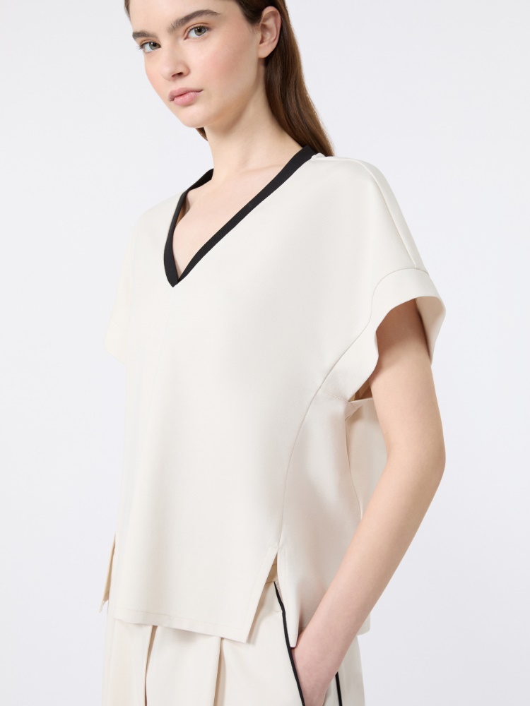 Camiseta boxy de punto milano - MARFIL - 5