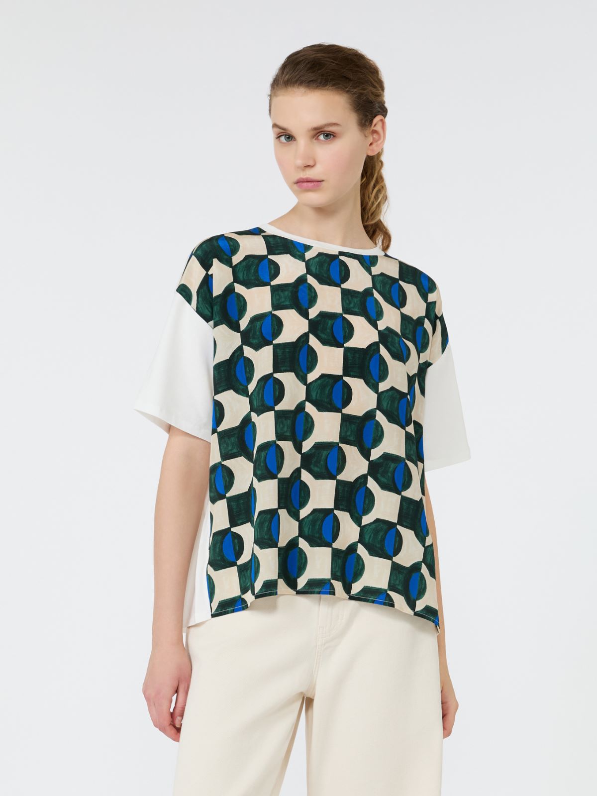 [テルツォ] シルク コットン ジャージー プリント Tシャツ - GREEN - Max Mara - 2