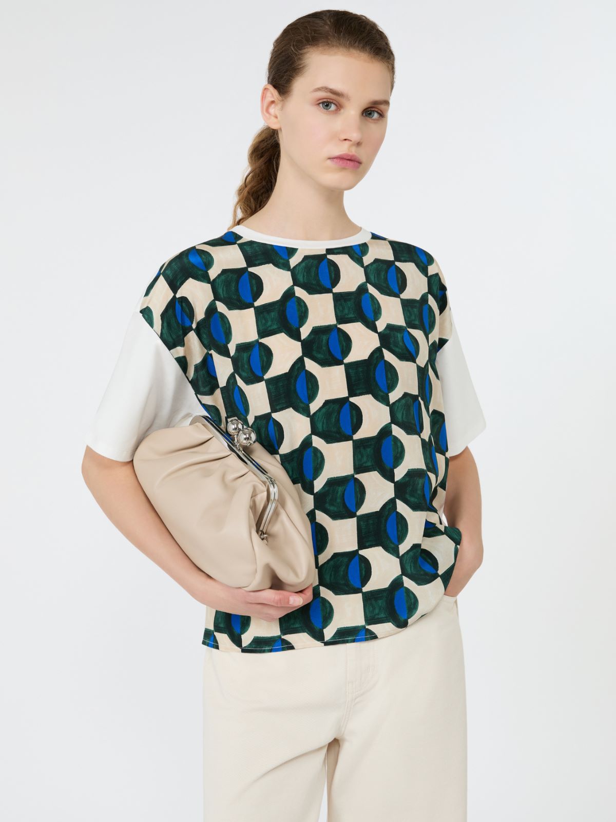 [テルツォ] シルク コットン ジャージー プリント Tシャツ - GREEN - Max Mara - 4