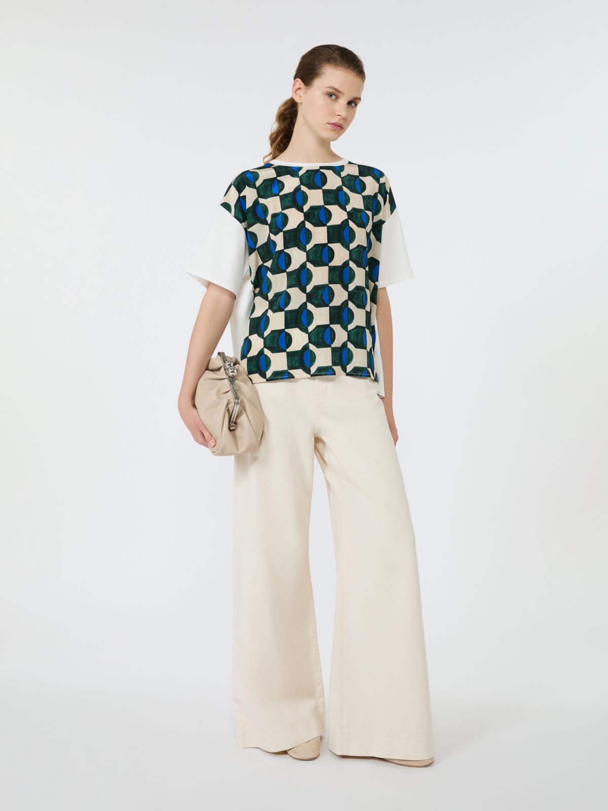 [テルツォ] シルク コットン ジャージー プリント Tシャツ - GREEN - Max Mara
