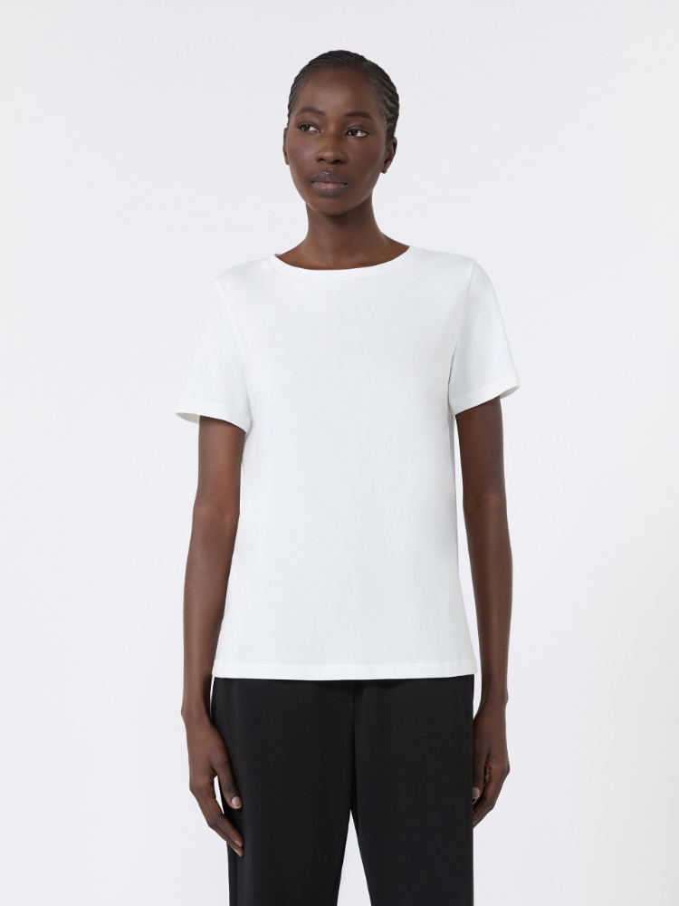 Basic-T-Shirt aus Stretchjersey - WEISS - Max Mara - 2