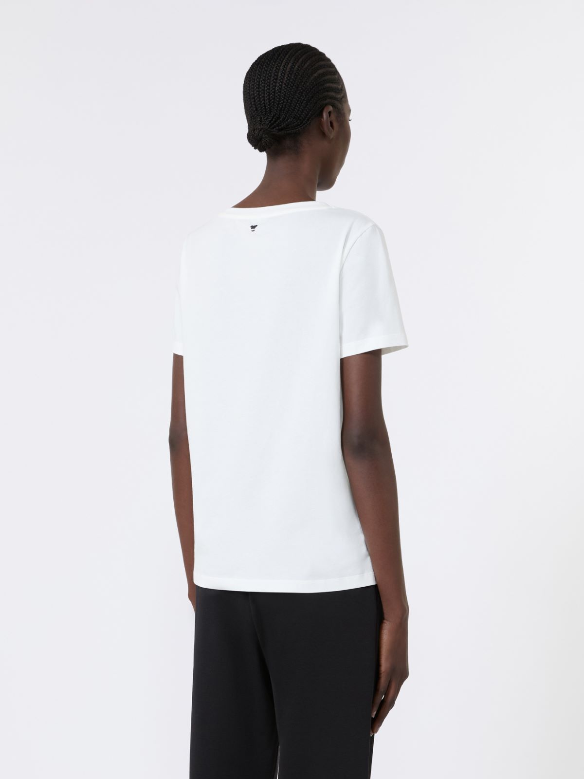 Basic-T-Shirt aus Stretchjersey - WEISS - Max Mara - 3
