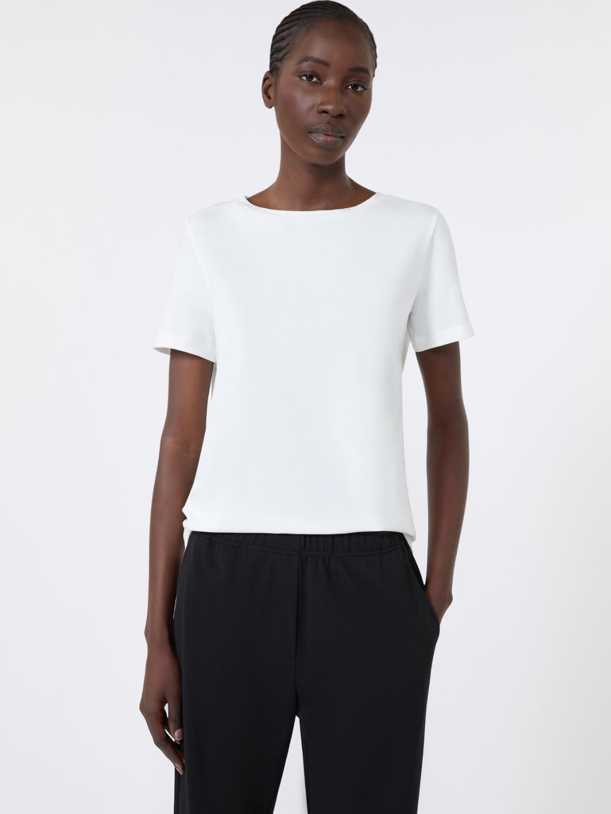 Basic-T-Shirt aus Stretchjersey - WEISS - Max Mara - 4