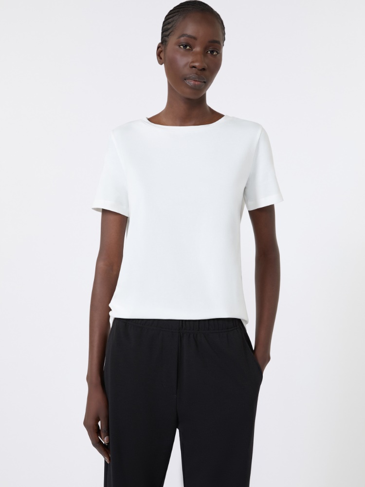 Basic-T-Shirt aus Stretchjersey - WEISS - Max Mara - 4