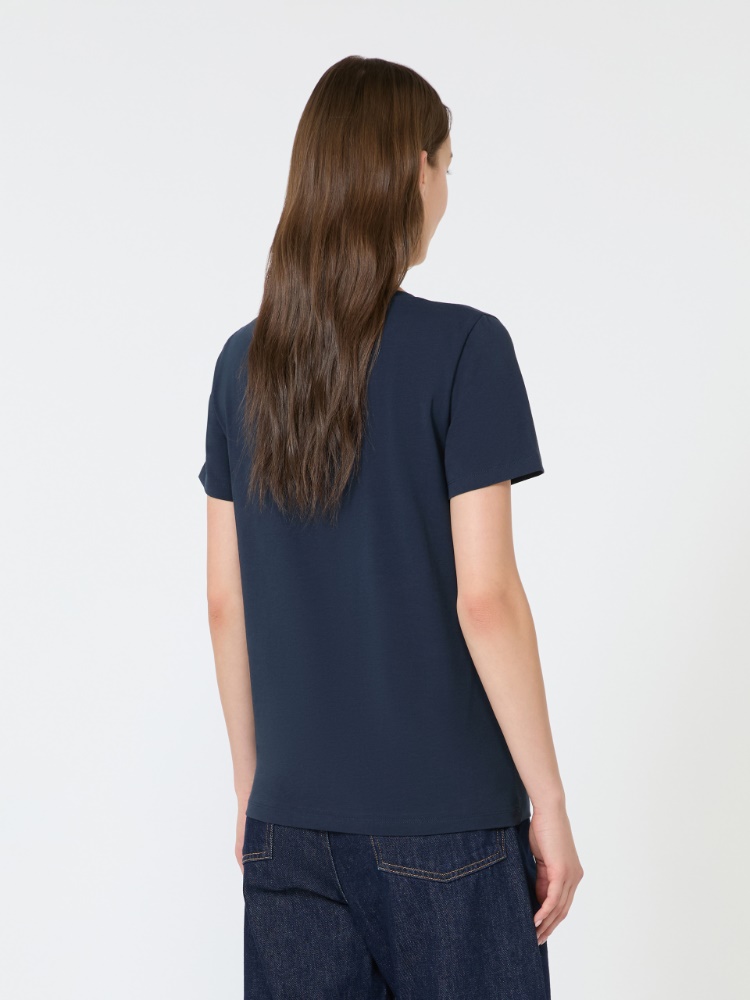 Stretch jersey basic T-shirt - NAVY - 3