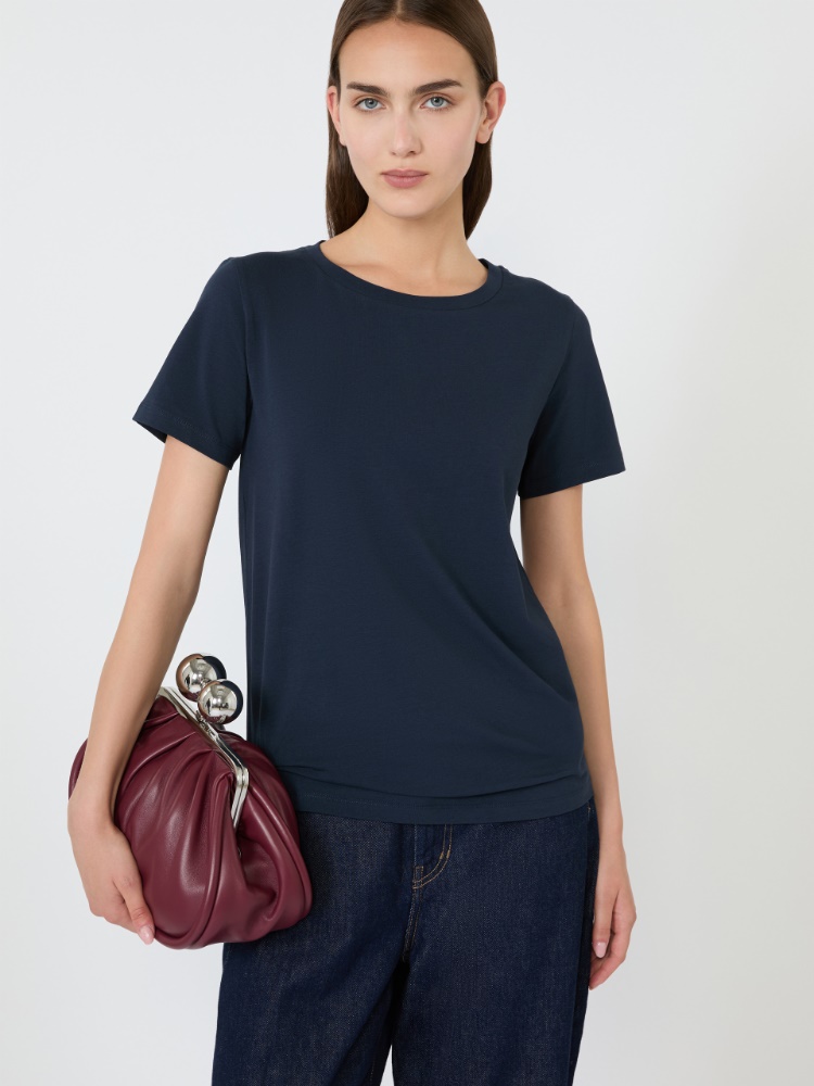 Stretch jersey basic T-shirt - NAVY - 4