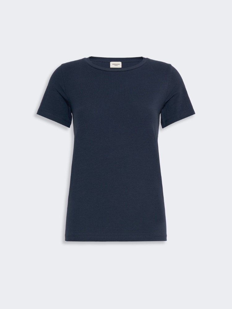 T-shirt basic in jersey stretch - BLU