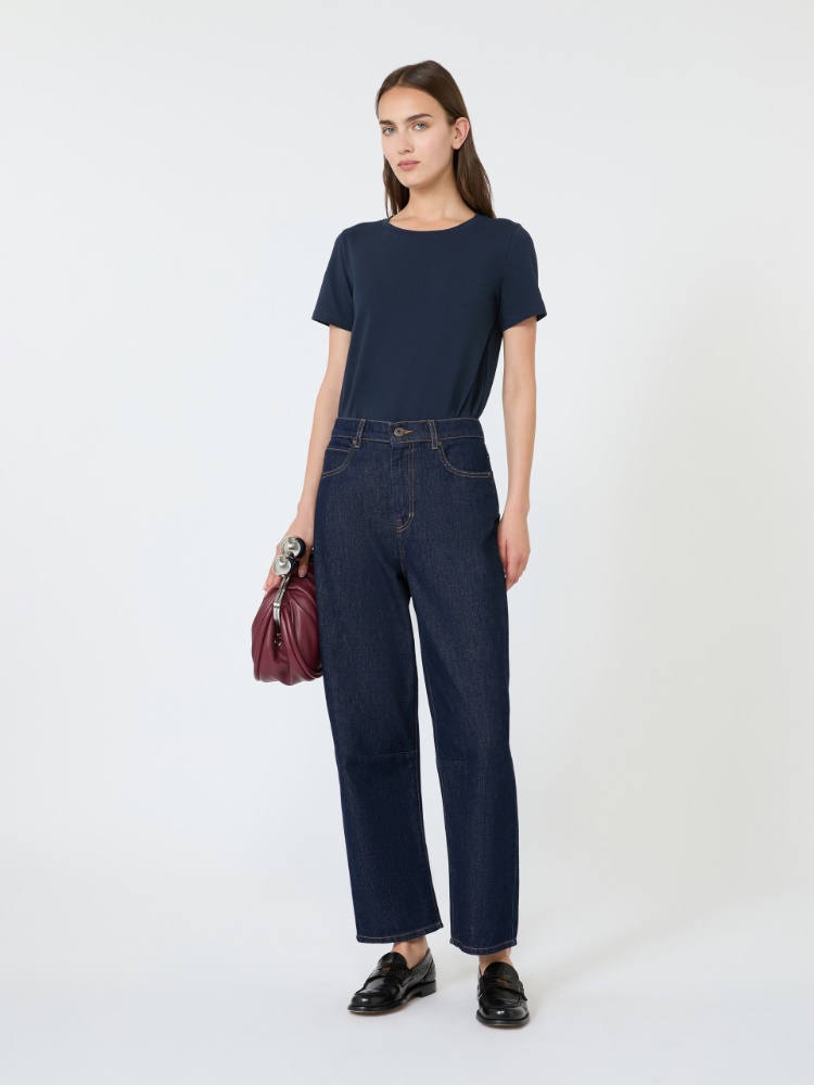 Stretch jersey basic T-shirt - NAVY - 1