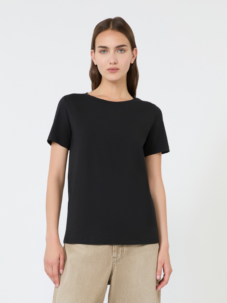 Basic-T-Shirt aus Stretchjersey - SCHWARZ - 2