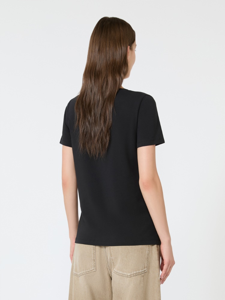 Basic-T-Shirt aus Stretchjersey - SCHWARZ - 3