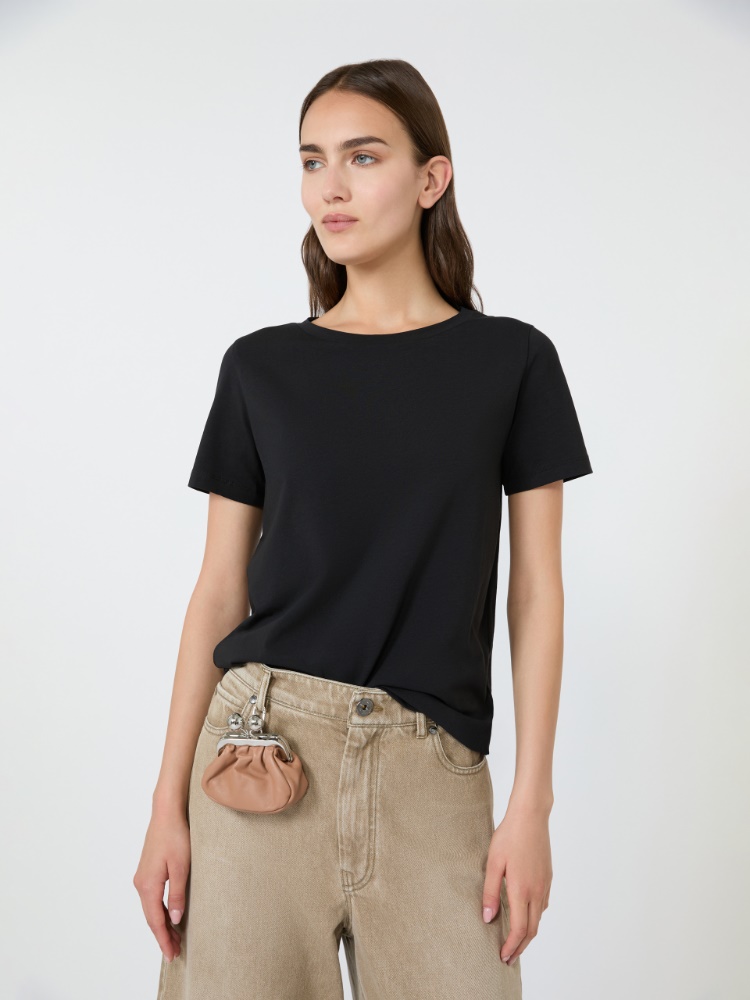 Basic-T-Shirt aus Stretchjersey - SCHWARZ - 4