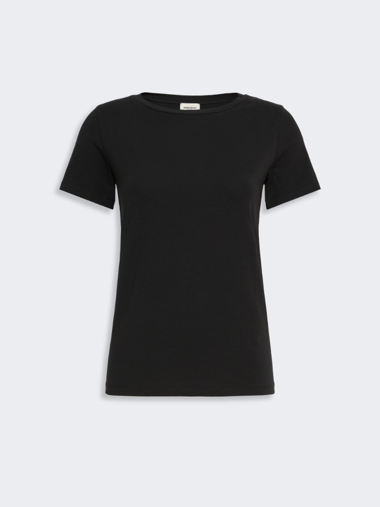 Basic-T-Shirt aus Stretchjersey - SCHWARZ - 5