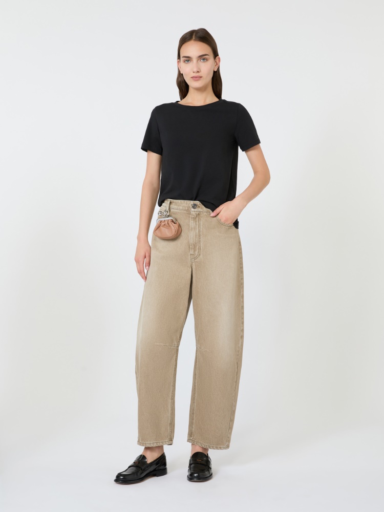 Basic-T-Shirt aus Stretchjersey - SCHWARZ - 1