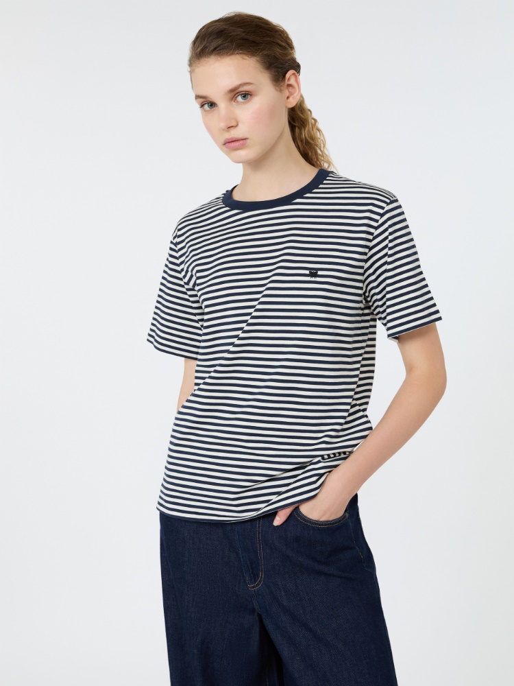 Pure cotton jersey T-shirt - NAVY - 4