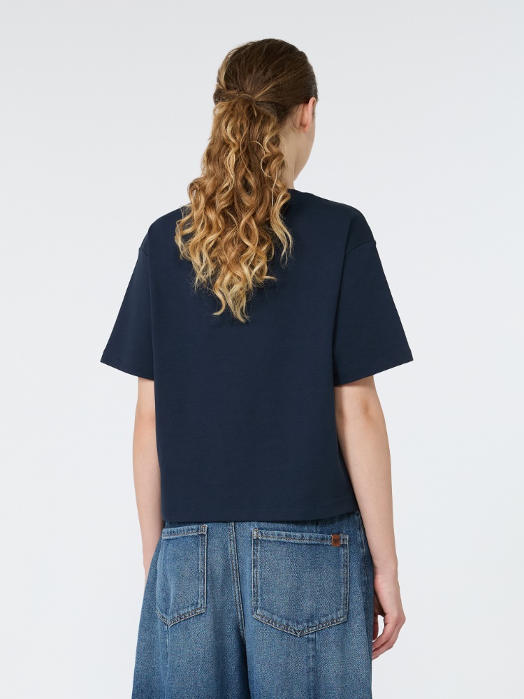 Boxy-fit cotton T-shirt - NAVY - 3