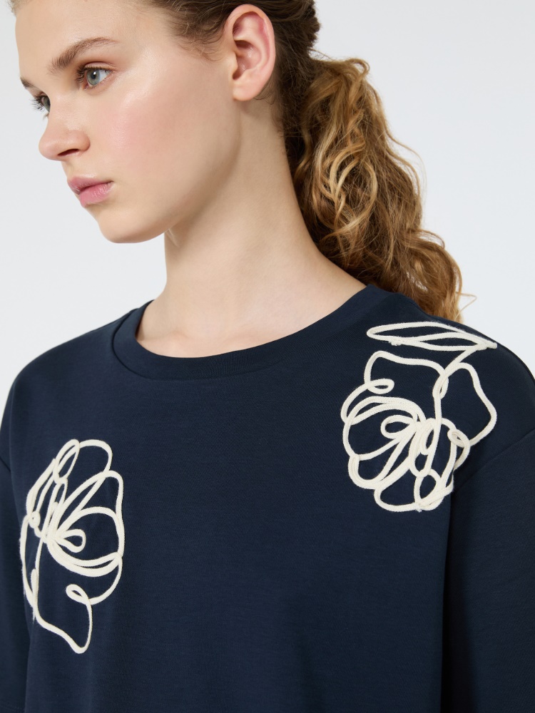 Boxy-fit cotton T-shirt - NAVY - 5