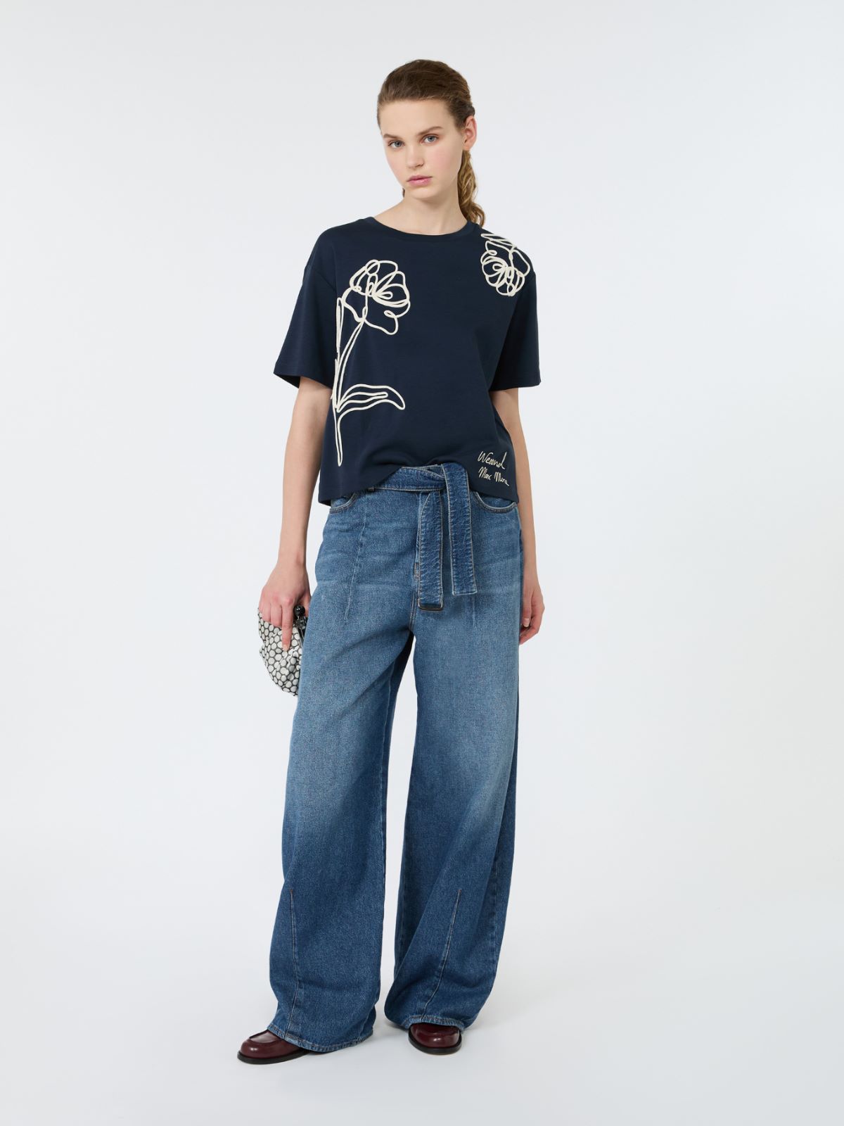 Boxy-fit cotton T-shirt - NAVY
