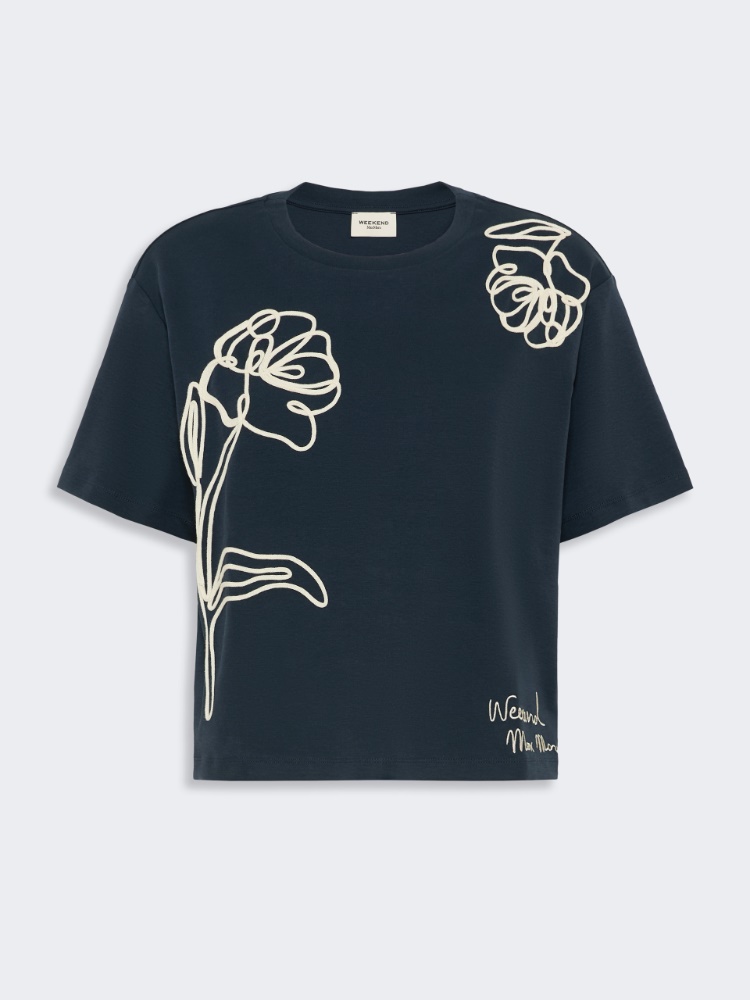 Boxy-fit cotton T-shirt - NAVY