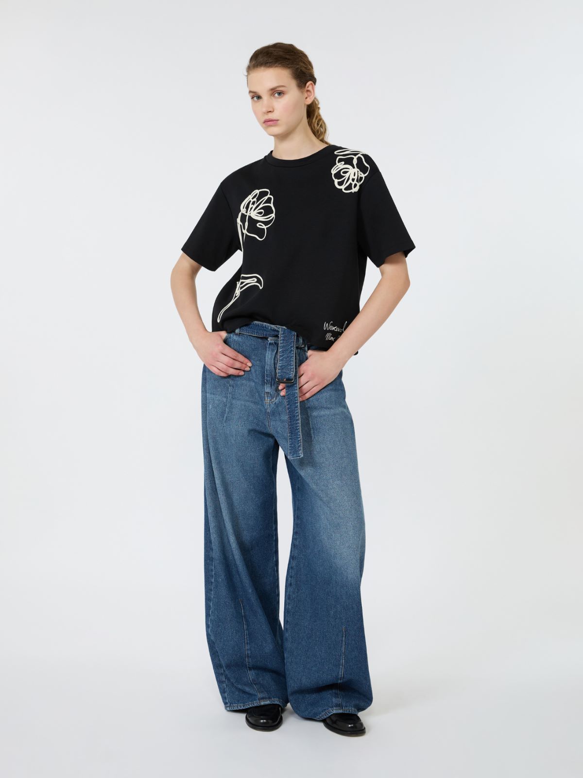 Boxy-fit cotton T-shirt + BLACK - Max Mara