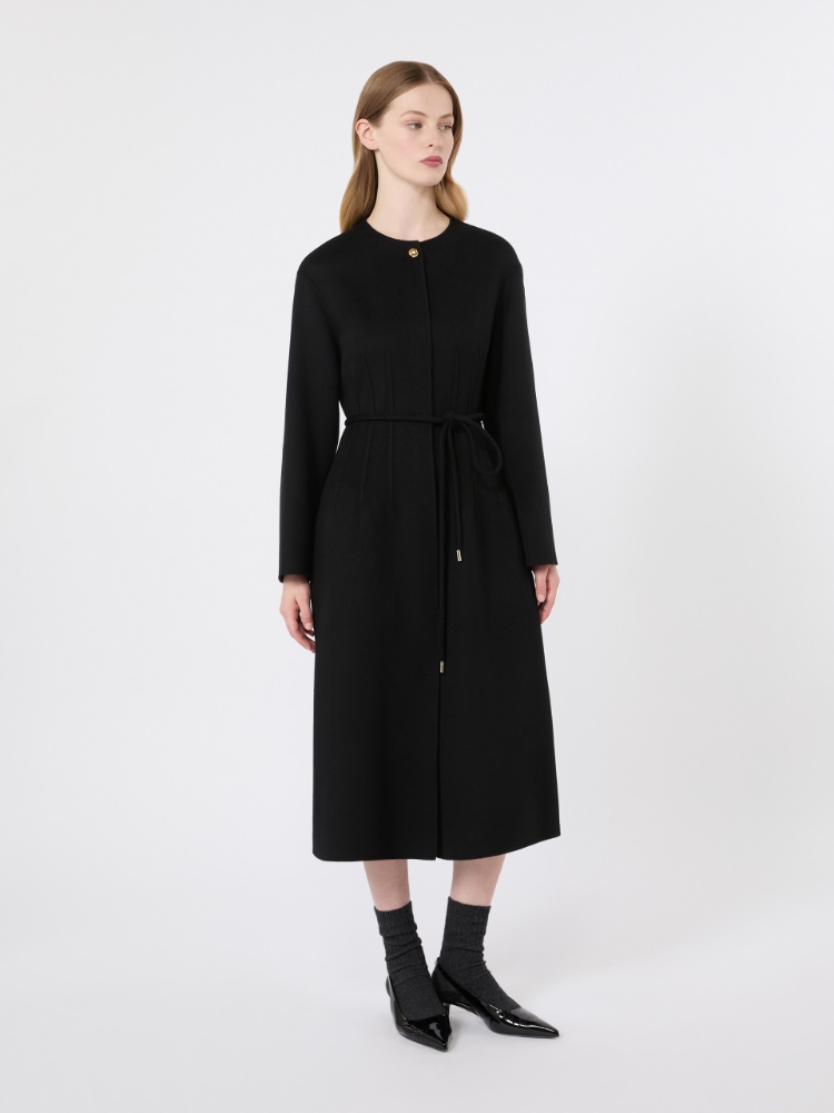 Wool, cashmere and silk Redingote coat - BLACK - 2