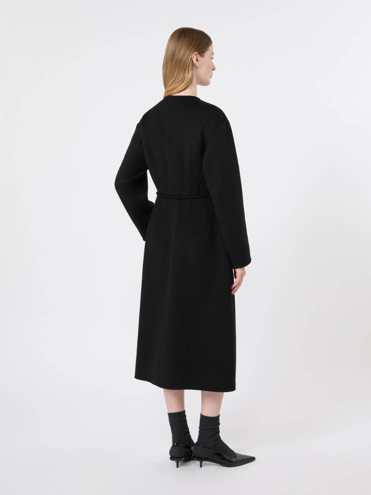 Wool, cashmere and silk Redingote coat - BLACK - 3