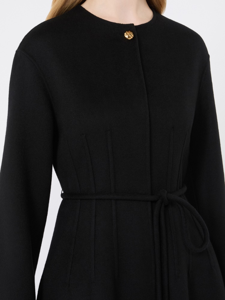 Wool, cashmere and silk Redingote coat - BLACK - 4