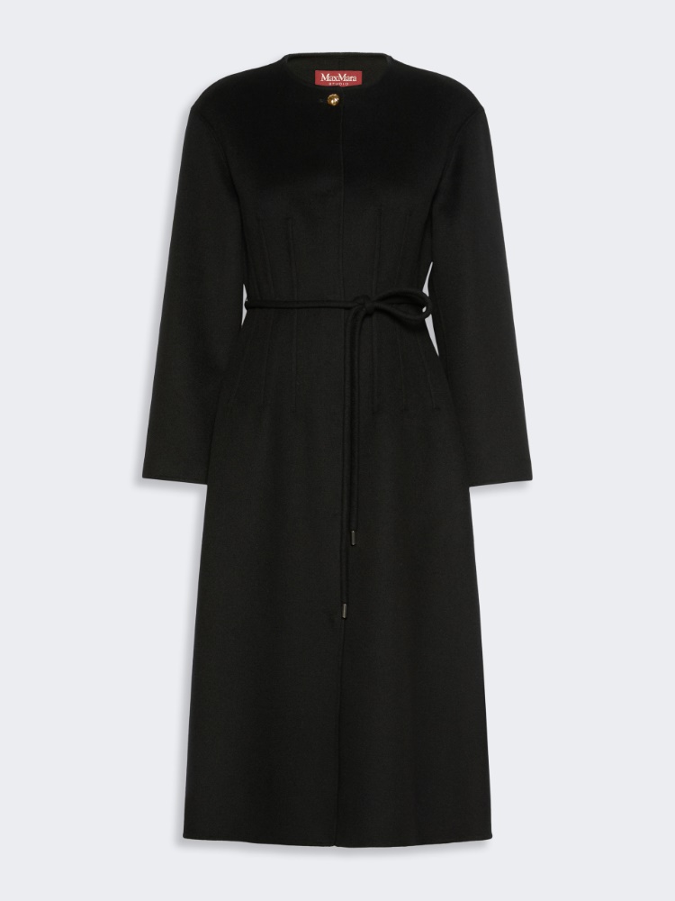 Wool, cashmere and silk Redingote coat - BLACK - 5