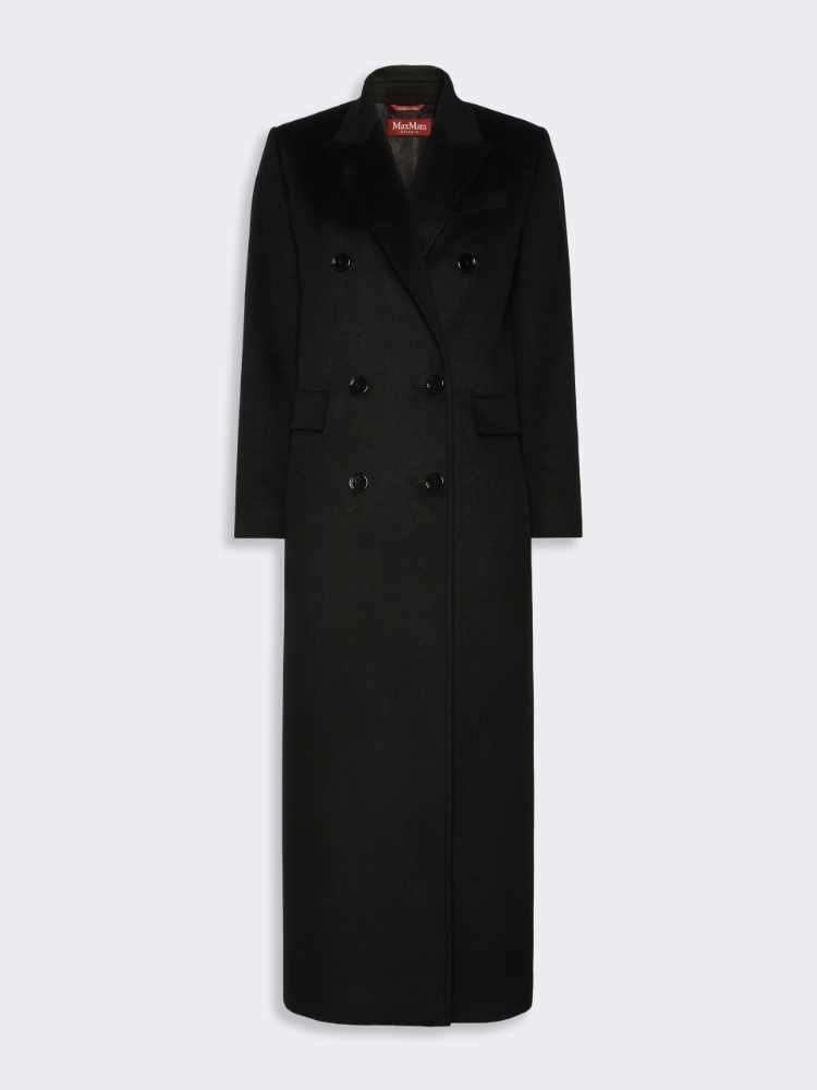 Double-breasted wool coat - BLACK