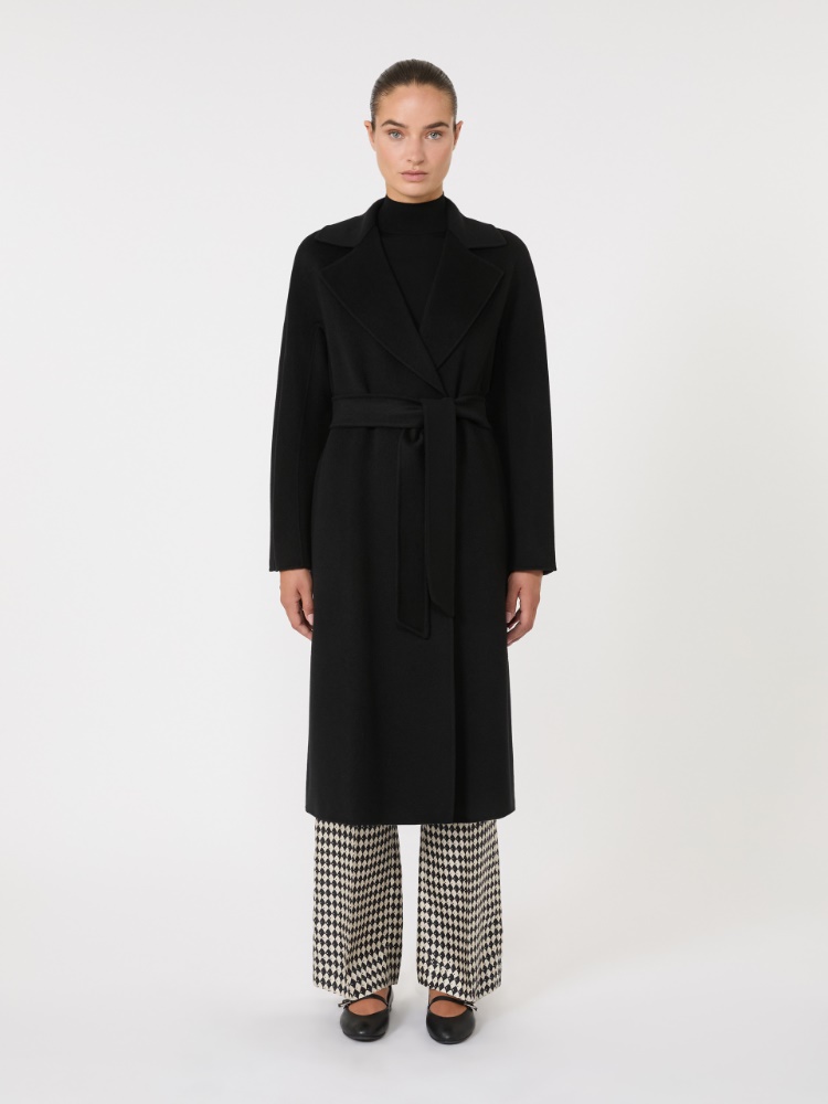 Wool, cashmere and silk long wrap coat