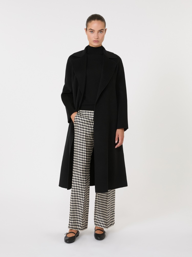 Wool, cashmere and silk long wrap coat + BLACK - Max Mara